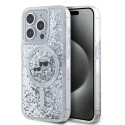 Калъф Karl Lagerfeld - Liquid Glitter MagSafe (KLHMP15XLGKCSGH) - iPhone 15 Pro Max - Transparent Karl&Choupette Head