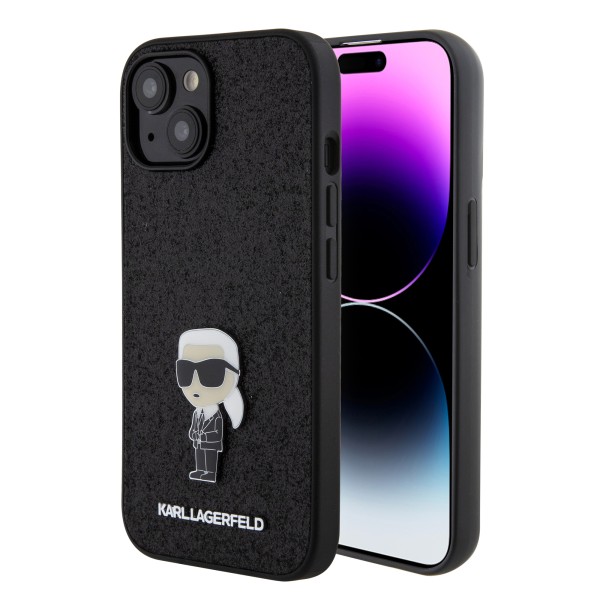 Калъф Karl Lagerfeld - Hardcase Glitter Fixed (KLHCP15SGKNPSK) - iPhone 15 - Ikonik Logo