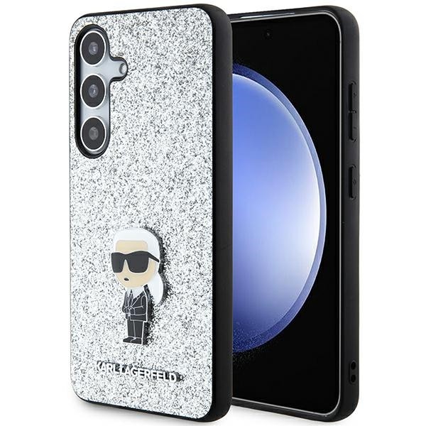 Калъф Karl Lagerfeld - Hardcase Glitter Fixed (KLHCS24MGCNPSG) - Samsung Galaxy S24 Plus - Silver Ikonik Logo