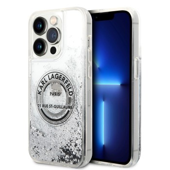 Калъф Karl Lagerfeld - Hardcase Liquid Glitter (KLHCP14LLCRSGRS) - iPhone 14 Pro - Silver RSG