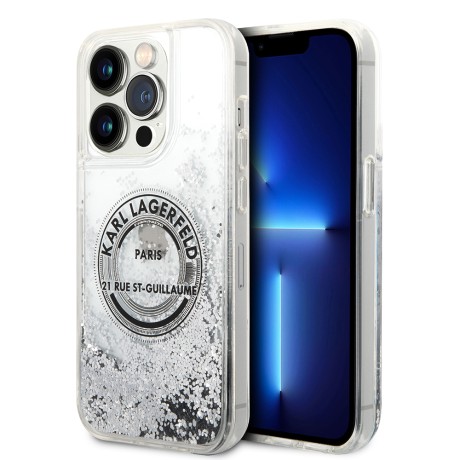 Калъф Karl Lagerfeld - Hardcase Liquid Glitter (KLHCP14XLCRSGRS) - iPhone 14 Pro Max - Silver RSG