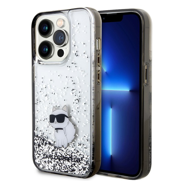 Калъф Karl Lagerfeld - Hardcase Liquid Glitter (KLHCP14LLKCNSK) - iPhone 14 Pro - Choupette