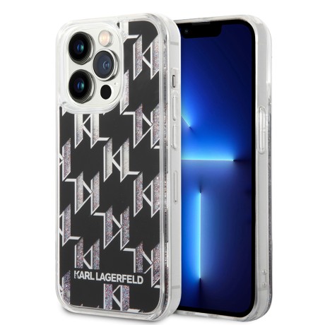 Калъф Karl Lagerfeld - Hardcase Liquid Glitter (KLHCP14LLMNMK) - iPhone 14 Pro - Monogram