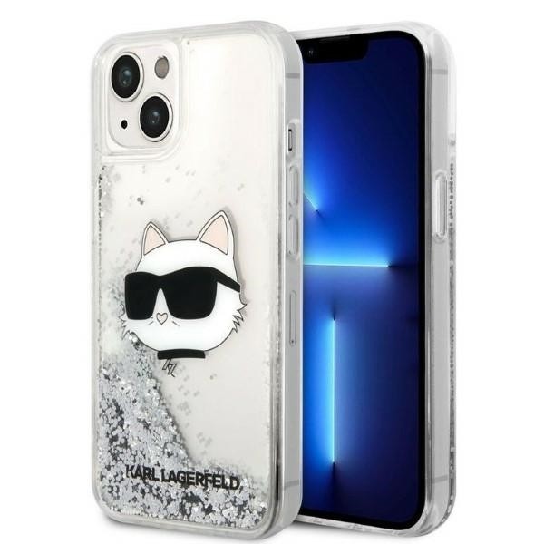 Калъф Karl Lagerfeld - Hardcase Glitter (KLHCP14MLNCHCS) - iPhone 14 Plus - Silver Choupette Head