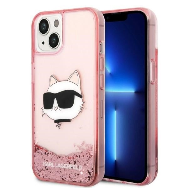 Калъф Karl Lagerfeld - Hardcase Glitter (KLHCP14MLNCHCP) - iPhone 14 Plus - Pink Choupette Head