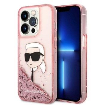 Калъф Karl Lagerfeld - Hardcase Glitter (KLHCP14LLNKHCP) - iPhone 14 Pro - Pink Karl Head