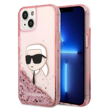 Калъф Karl Lagerfeld - Hardcase Glitter (KLHCP14MLNKHCP) - iPhone 14 Plus - Pink Karl Head