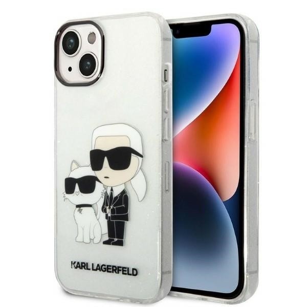 Калъф Karl Lagerfeld - Hardcase Glitter (KLHCP14MHNKCTGT) - iPhone 14 Plus - Transparent Karl&Choupette