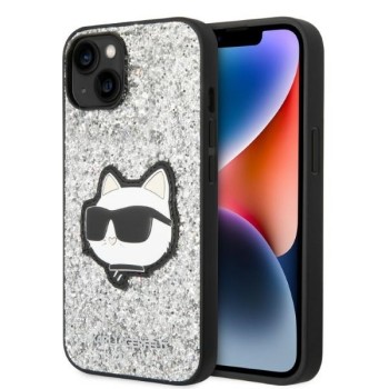 Калъф Karl Lagerfeld - Hardcase Glitter (KLHCP14MG2CPS) - iPhone 14 Plus - Silver Choupette Patch