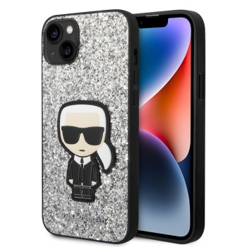 Калъф Karl Lagerfeld - Hardcase Glitter (KLHCP14MGFKPG) - iPhone 14 Plus - Silver Flakes Ikonik