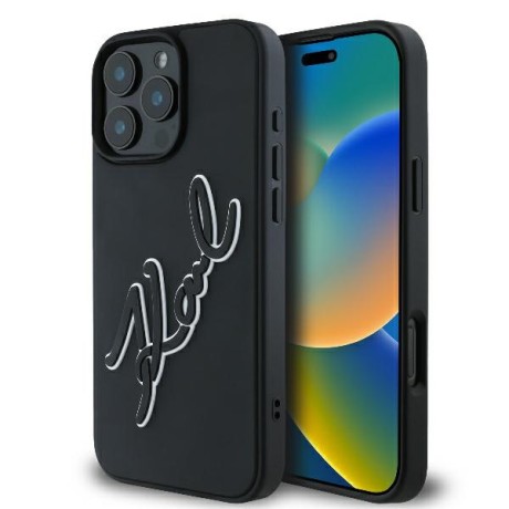 Калъф Karl Lagerfeld - 3D Design (KLHCP16L3DRKSDLK) - iPhone 16 Pro - Rubber Signature