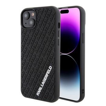 Калъф Karl Lagerfeld - 3D Design (KLHCP15M3DMKRLK) - iPhone 15 Plus - Rubber Multi Logo