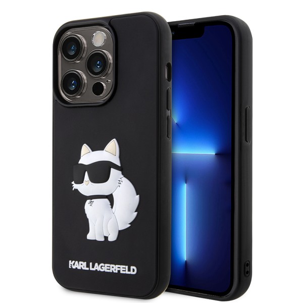 Калъф Karl Lagerfeld - 3D Design (KLHCP14L3DRKHNK) - iPhone 14 Pro - Rubber Choupette