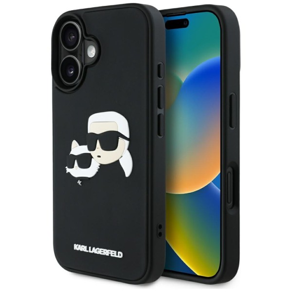 Калъф Karl Lagerfeld - 3D Design (KLHCP16SRBCKCHLK) - iPhone 16 - Rubber Karl&Choupette