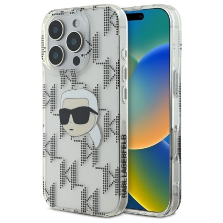 Калъф Karl Lagerfeld - IML Luxury Electroplated (KLHCP16XHKLPKHT) - iPhone 16 Pro Max - Transparent Karl Head