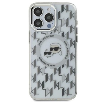 Калъф Karl Lagerfeld - IML MagSafe (KLHMP15SHMCKMHT) - iPhone 15 - Clear Monogram Karl&Choupette Head