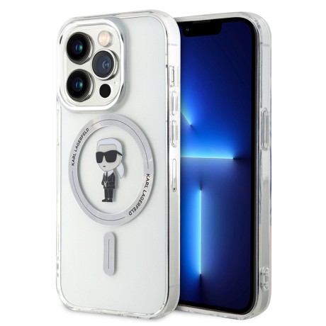 Калъф Karl Lagerfeld - IML MagSafe (KLHMP15LHFCKNOT) - iPhone 15 Pro - Transparent Ikonik