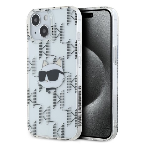 Калъф Karl Lagerfeld - IML Luxury (KLHCP15SHKLPCHT) - iPhone 15 - Transparent Choupette Head&Monogram