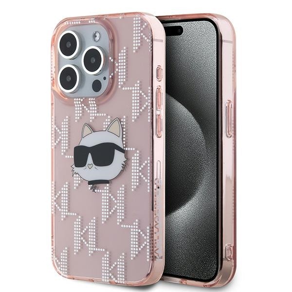 Калъф Karl Lagerfeld - IML Luxury (KLHCP15XHKLPCHP) - iPhone 15 Pro Max - Pink Choupette Head&Monogram