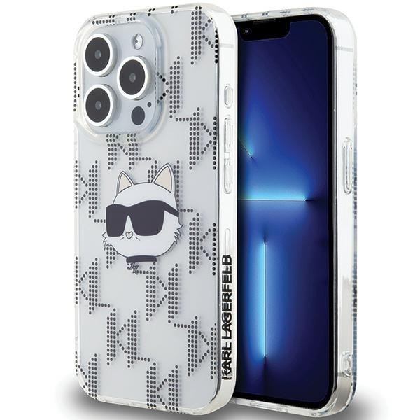 Калъф Karl Lagerfeld - IML Luxury (KLHCP15XHKLPCHT) - iPhone 15 Pro Max - Transparent Choupette Head&Monogram