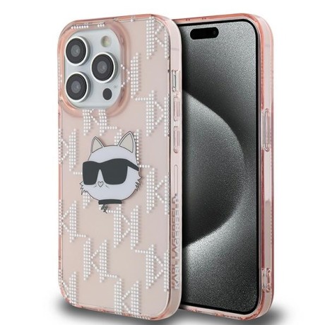 Калъф Karl Lagerfeld - IML Luxury (KLHCP14LHKLPCHP) - iPhone 14 Pro - Pink Choupette Head&Monogram