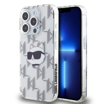 Калъф Karl Lagerfeld - IML Luxury (KLHCP15LHKLPCHT) - iPhone 15 Pro - Clear Choupette Head&Monogramead&Monogram