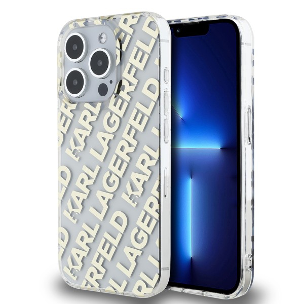 Калъф Karl Lagerfeld - IML Luxury (KLHCP15LHKFOEMD) - iPhone 15 Pro - Gold Fullover Logo