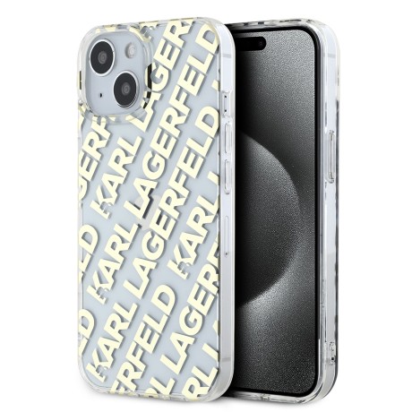 Калъф Karl Lagerfeld - IML Luxury (KLHCP15SHKFOEMD) - iPhone 15 - Gold Fullover Logo