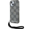 Калъф Karl Lagerfeld - IML Luxury (KLHCP15SHKDPNSK) - iPhone 15 - Mono KL Pattern&Cord