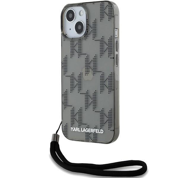 Калъф Karl Lagerfeld - IML Luxury (KLHCP15SHKDPNSK) - iPhone 15 - Mono KL Pattern&Cord