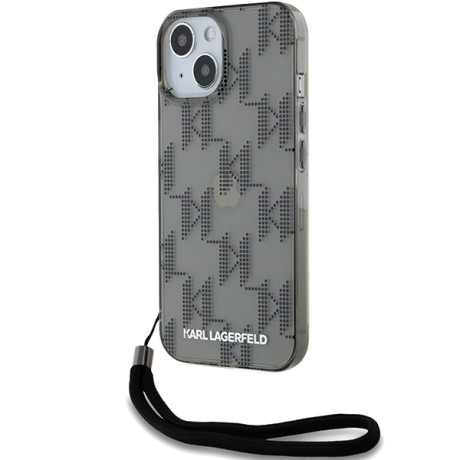 Калъф Karl Lagerfeld - IML Luxury (KLHCP15SHKDPNSK) - iPhone 15 - Mono KL Pattern&Cord