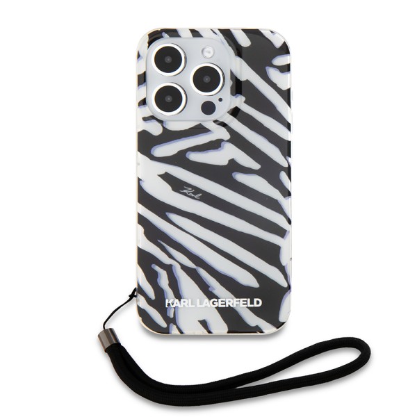 Калъф Karl Lagerfeld - IML Luxury (KLHCP15XHZBPKCCK) - iPhone 15 Pro Max - Zebra Pattern&Cord