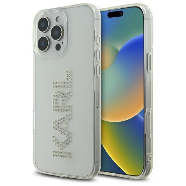 Калъф Karl Lagerfeld - IML Rhinestones (KLHCP16XHKLSTDCT) - iPhone 16 Pro Max - Transparent Logo