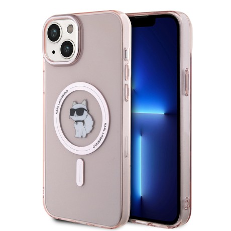 Калъф Karl Lagerfeld - IML MagSafe (KLHMP15MHFCCNOP) - iPhone 15 Plus - Pink Choupette