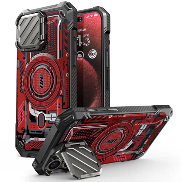 Калъф Supcase - Unicorn Beetle XT MagSafe - iPhone 15 Pro Max - Red Circuit