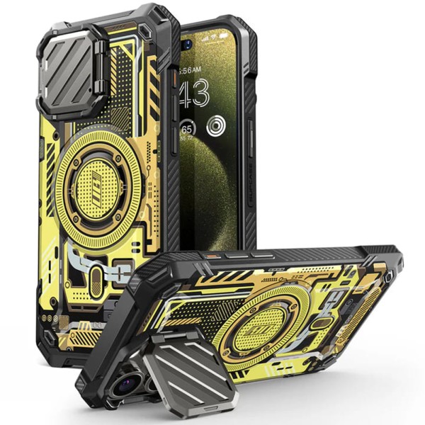 Калъф Supcase - Unicorn Beetle XT MagSafe - iPhone 15 Pro Max - Yellow Circuit