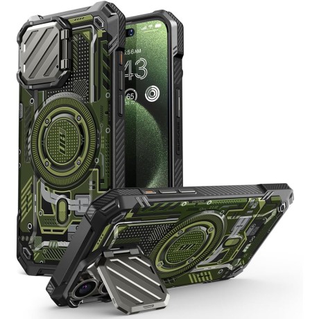 Калъф Supcase - Unicorn Beetle XT MagSafe - iPhone 15 Pro Max - Green Circuit