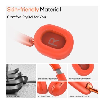 Слушалки Realme Techlife Studio H1, Ear Over Wireless, 360° Spatial Audio, Bluetooth, Red