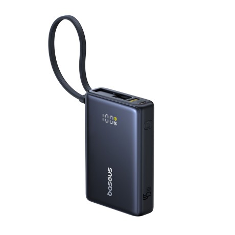 Външна батерия Baseus -  45W, 10000mAh, Built-in Type-C Cable - Black