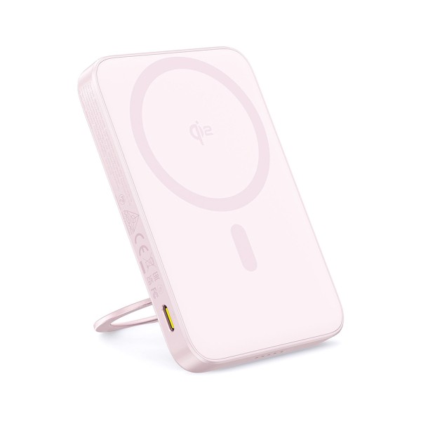 Външна батерия Baseus - 20W, 5000mAh, Rotable Stand, Cable Type-C - Pink