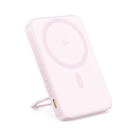 Външна батерия Baseus - 20W, 5000mAh, Rotable Stand, Cable Type-C - Pink
