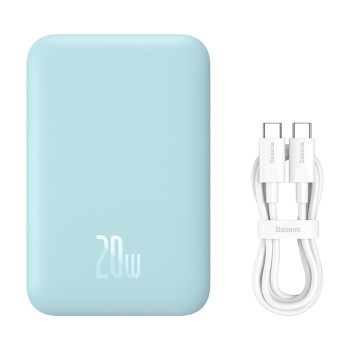 Външна батерия Baseus -  20W, 6000mAh, with Cable Type-C, 30cm - Blue