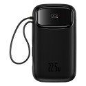 Външна батерия-Baseus - Lightning, 2x Type-C, USB, 22.5W, 20000mAh, Cable Type-C, 30cm - Black