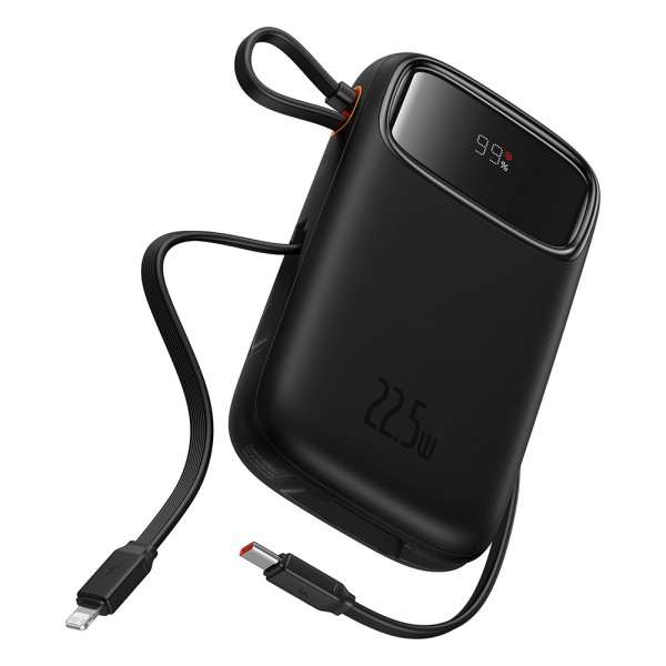 Външна батерия-Baseus - Lightning, 2x Type-C, USB, 22.5W, 20000mAh, Cable Type-C, 30cm - Black