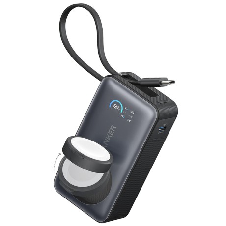 Външна батерия-Anker -  Fast Charging, Ultra-Slim, 10000mAh, Qi2 35W with Type-C Cable - Black