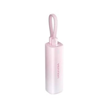 Външна батерия-Vention - Power Bank (FHWR0) -  20W, Light Indicator, Fast Charging Cable, 5000mAh - Pink