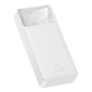 Калъф-Baseus - Power Bank Bipow (PPBD050302) - 2x USB, USB-C, Micro-USB, 20000mAh, 20W with Cable Micro-USB, 0.25m - White