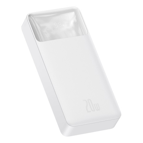 Калъф-Baseus - Power Bank Bipow (PPBD050302) - 2x USB, USB-C, Micro-USB, 20000mAh, 20W with Cable Micro-USB, 0.25m - White