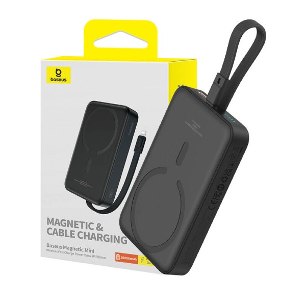 Външна батерия Baseus - Power Bank Magnetic Mini (P10022109113-00) - MagSafe, USB-C, 10000mAh, 20W - Black