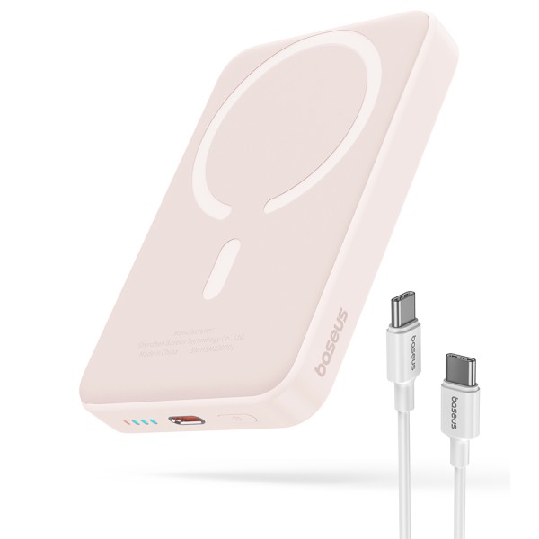 Baseus - Power Bank Mini Air(P10059001413-00) - Type-C, MagSafe Charging, 20W, 10000mAh, with Cable Type-C, 30cm - Pink
